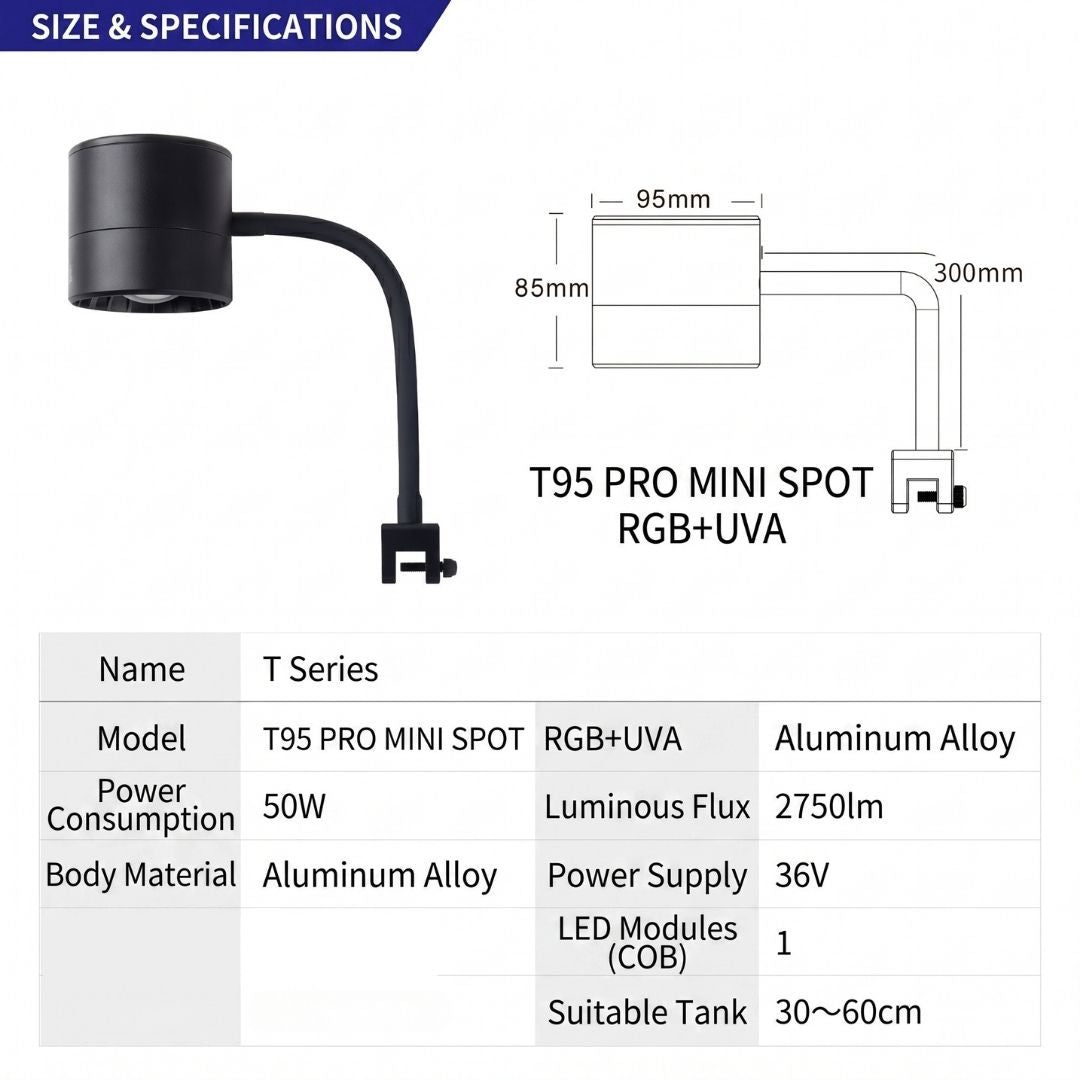 WEEK AQUA NEW T95 PRO RGB+UVA Aquarium Lightning NEW T90 MINI SPOT【WEEK AQUA INTERNATIONAL】