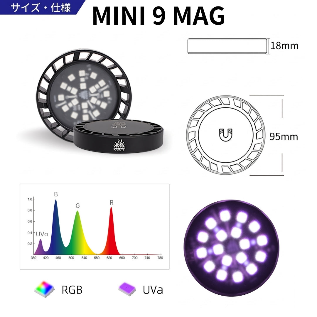 Éclairage d'aquarium WEEK AQUA MINI 9 PRO RGB+UVA【WEEK AQUA INTERNATIONAL】