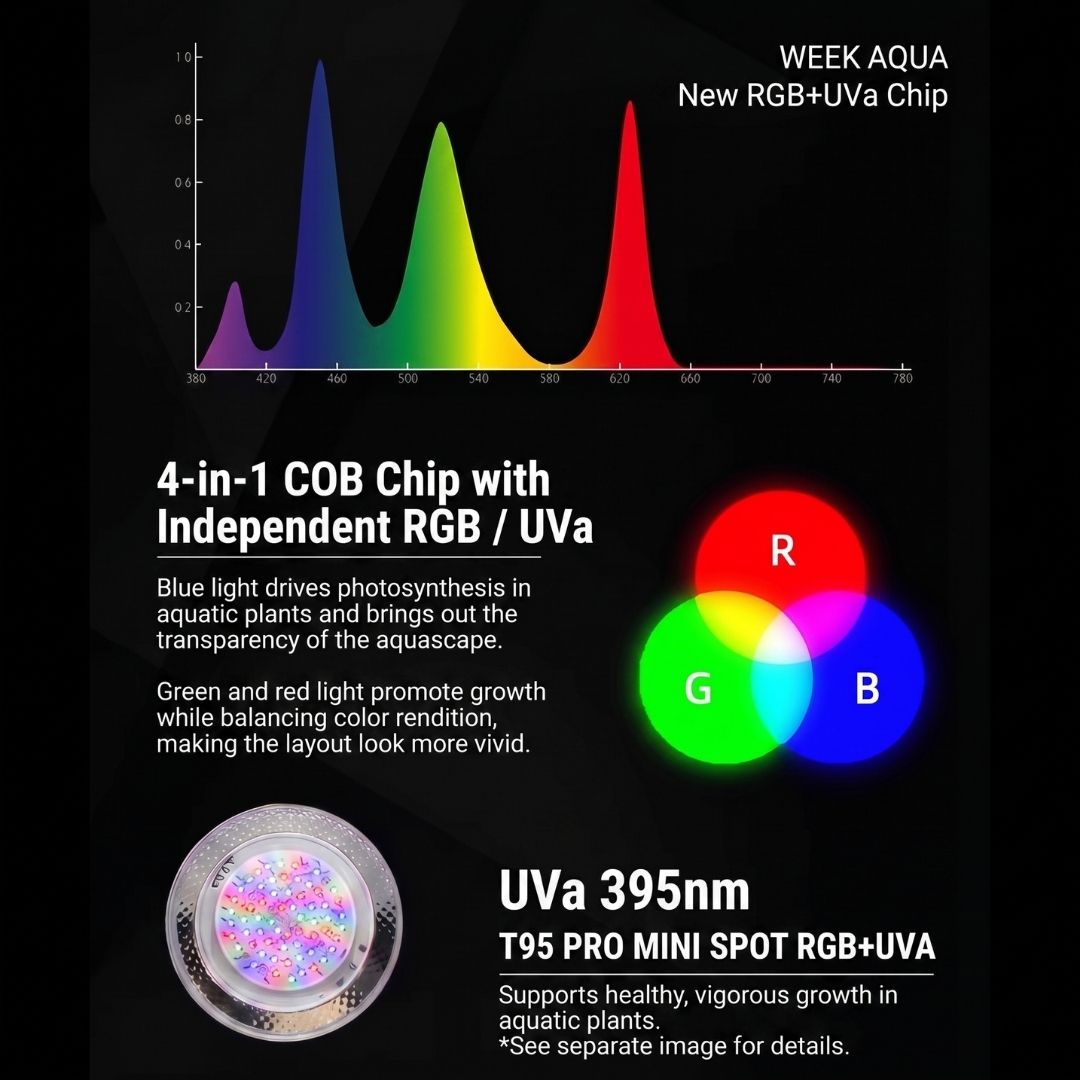 WEEK AQUA NEW T95 PRO RGB+UVA Aquarium Lightning NEW T90 MINI SPOT【WEEK AQUA INTERNATIONAL】
